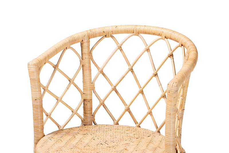 Nivernais Bohemian Light Honey Rattan Swivel Counter Stool Baxton