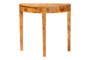 Falk Natural Real Burl Wood Half-Moon Console Table Baxton