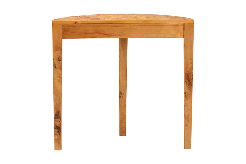 Falk Natural Real Burl Wood Half-Moon Console Table Baxton