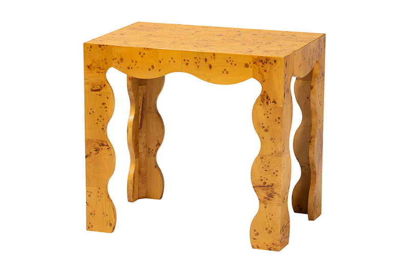 Gisela Natural Real Burl Wood End Table Baxton
