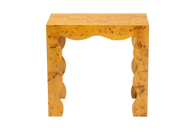Gisela Natural Real Burl Wood End Table Baxton
