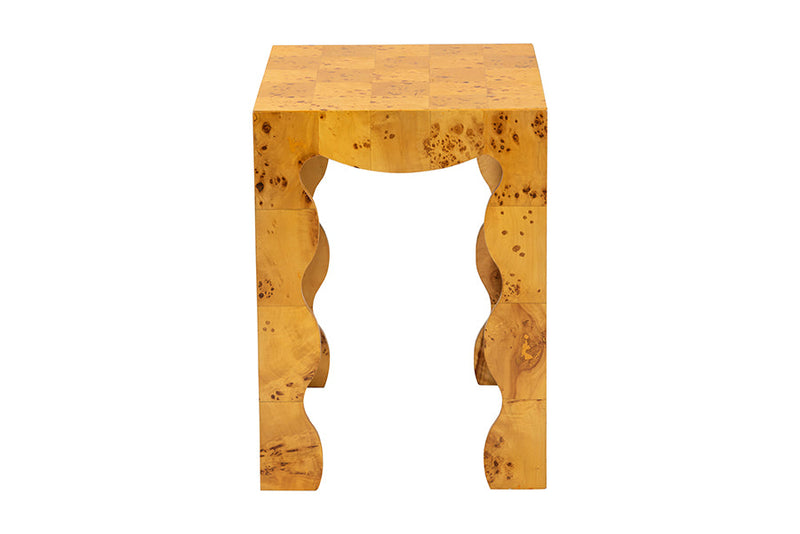 Gisela Natural Real Burl Wood End Table Baxton