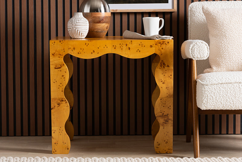 Gisela Modern and Contemporary Natural Real Burl Wood End Table