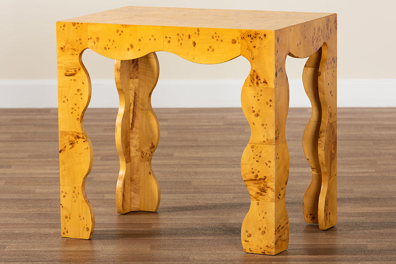 Gisela Modern and Contemporary Natural Real Burl Wood End Table