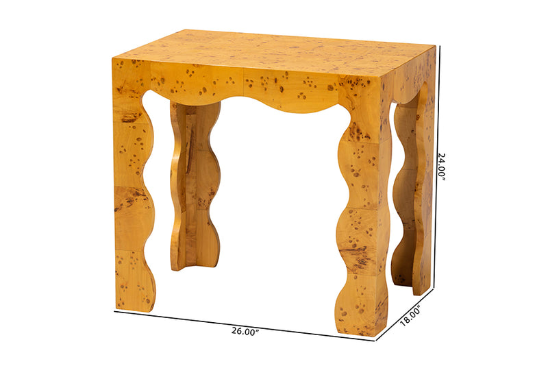 Gisela Modern and Contemporary Natural Real Burl Wood End Table