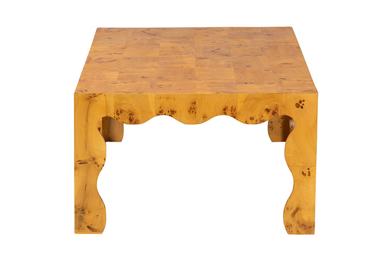 Gisela Natural Real Burl Wood Coffee Table Baxton