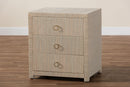 Rasa Bohemian Woven Natural Grasscloth 3-Drawer Nightstand Baxton