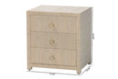 Rasa Bohemian Woven Natural Grasscloth 3-Drawer Nightstand Baxton