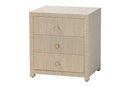 Rasa Bohemian Woven Natural Grasscloth 3-Drawer Nightstand Baxton