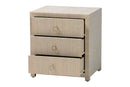 Rasa Bohemian Woven Natural Grasscloth 3-Drawer Nightstand Baxton