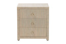 Rasa Bohemian Woven Natural Grasscloth 3-Drawer Nightstand Baxton