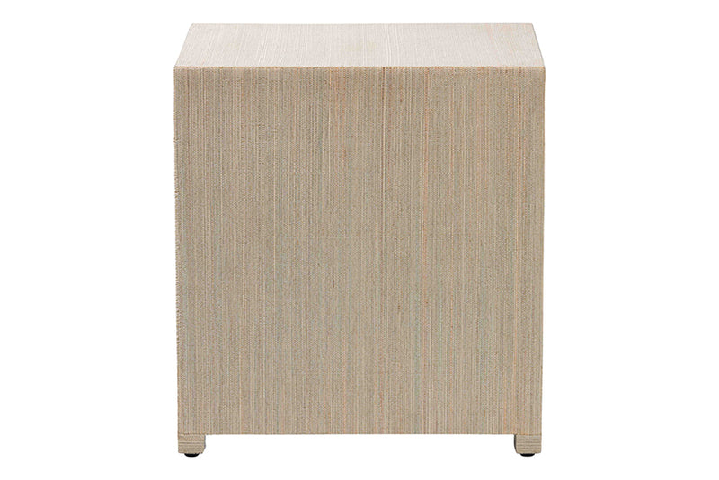 Rasa Bohemian Woven Natural Grasscloth 3-Drawer Nightstand