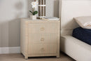 Rasa Bohemian Woven Natural Grasscloth 3-Drawer Nightstand Baxton