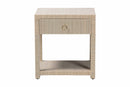 Pertessa Bohemian Woven Natural Grasscloth 1-Drawer Nightstand Baxton