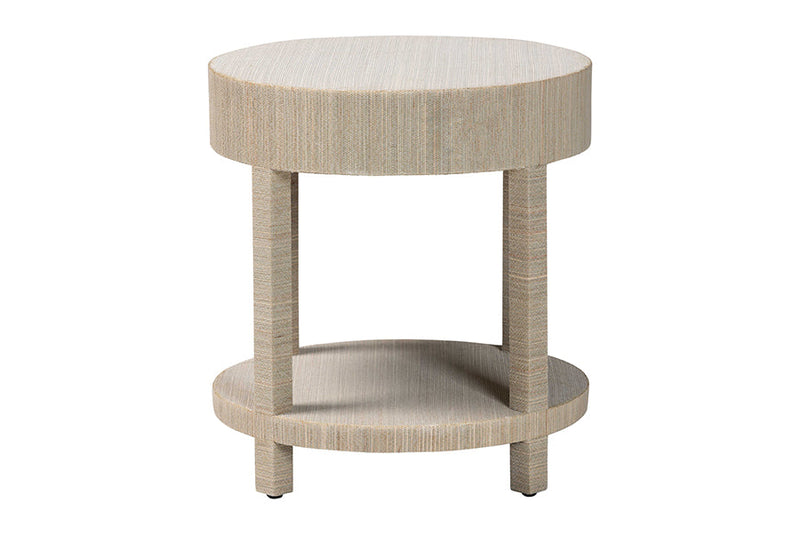 Mandell Bohemian Woven Natural Grasscloth 1-Drawer Nightstand Baxton