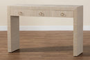 Templemore Bohemian Woven Natural Grasscloth 3-Drawer Console Table Baxton