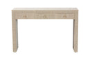 Templemore Bohemian Woven Natural Grasscloth 3-Drawer Console Table Baxton