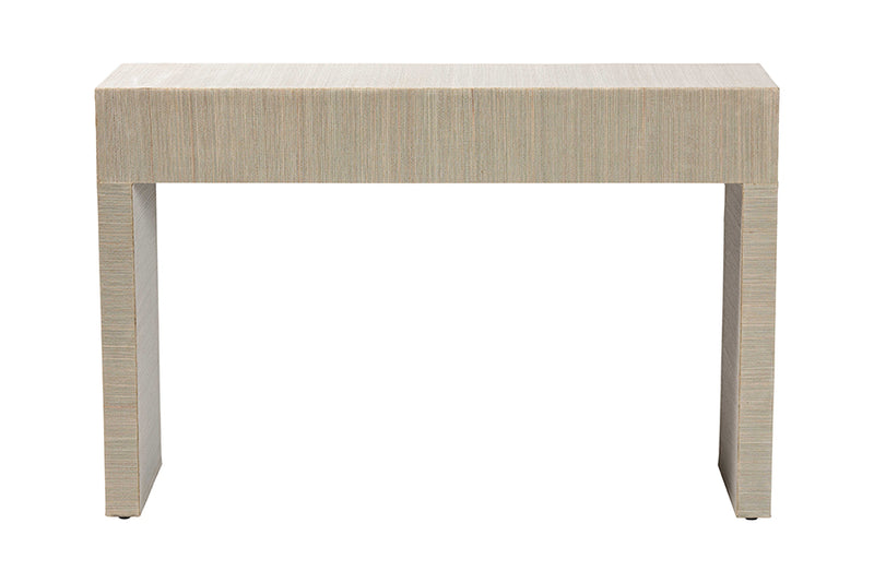 Templemore Bohemian Woven Natural Grasscloth 3-Drawer Console Table