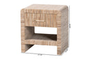 Paisley Bohemian Woven Natural Grasscloth 1-Drawer Nightstand Baxton
