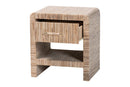 Paisley Bohemian Woven Natural Grasscloth 1-Drawer Nightstand Baxton
