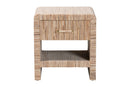 Paisley Bohemian Woven Natural Grasscloth 1-Drawer Nightstand Baxton