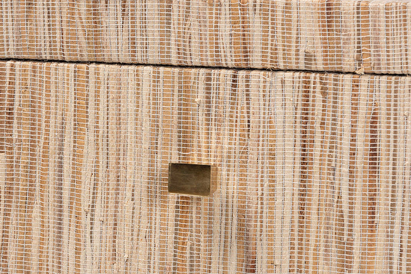 Ulric Bohemian Woven Natural Grasscloth 1-Drawer Nightstand Baxton