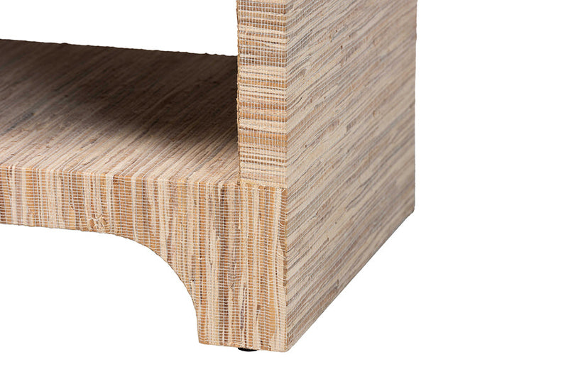 Ulric Bohemian Woven Natural Grasscloth 1-Drawer Nightstand Baxton