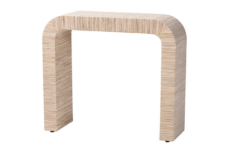 Abner Bohemian Woven Natural Grasscloth Console Table