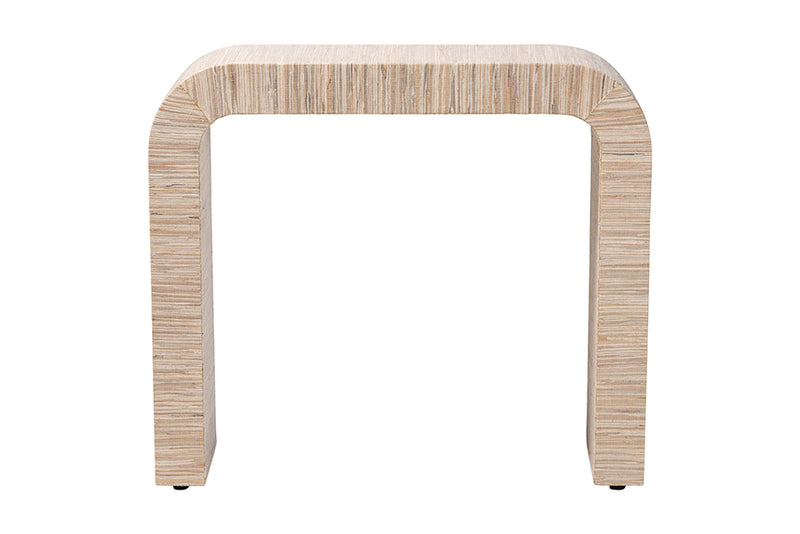 Abner Bohemian Woven Natural Grasscloth Console Table