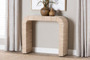 Abner Bohemian Woven Natural Grasscloth Console Table Baxton