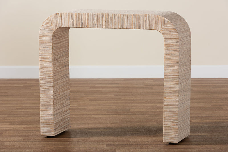 Abner Bohemian Woven Natural Grasscloth Console Table