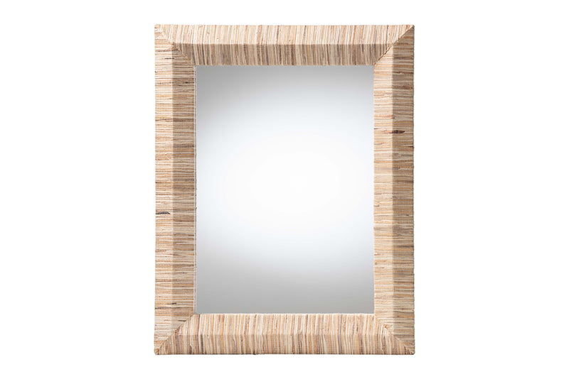 Andrew Bohemian Woven Natural Grasscloth Rectangle Accent Mirror