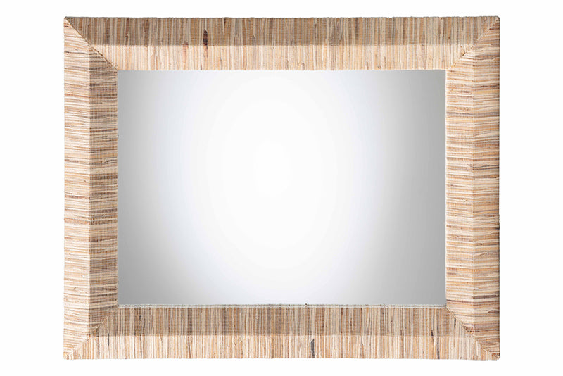 Andrew Bohemian Woven Natural Grasscloth Rectangle Accent Mirror