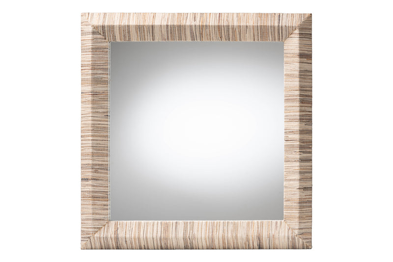 Andrew Bohemian Woven Natural Grasscloth Square Accent Mirror