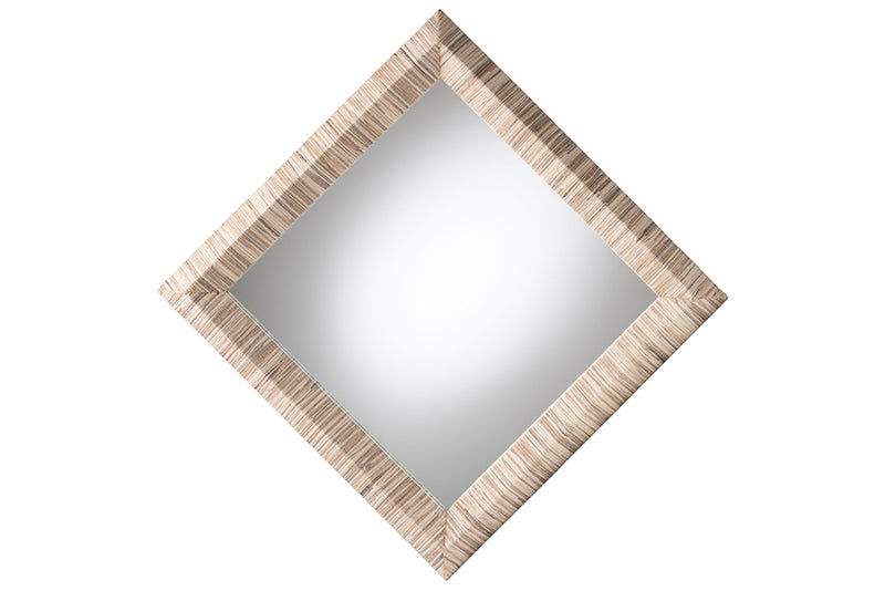 Andrew Bohemian Woven Natural Grasscloth Square Accent Mirror