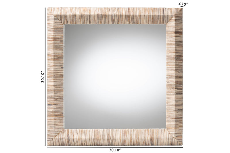 Andrew Bohemian Woven Natural Grasscloth Square Accent Mirror