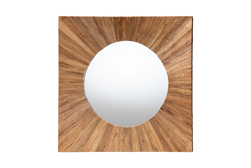 Nakita Bohemian Pealed Grasscloth Accent Mirror Baxton