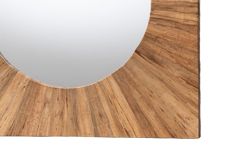 Nakita Bohemian Pealed Grasscloth Accent Mirror Baxton