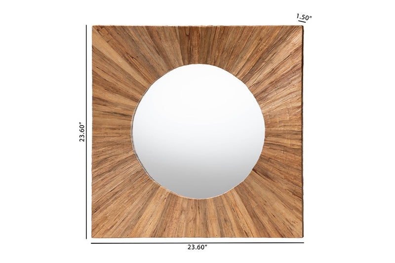 Nakita Bohemian Pealed Grasscloth Accent Mirror Baxton