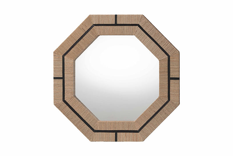 Nafaro Bohemian Woven Grasscloth Octagon Accent Mirror Baxton