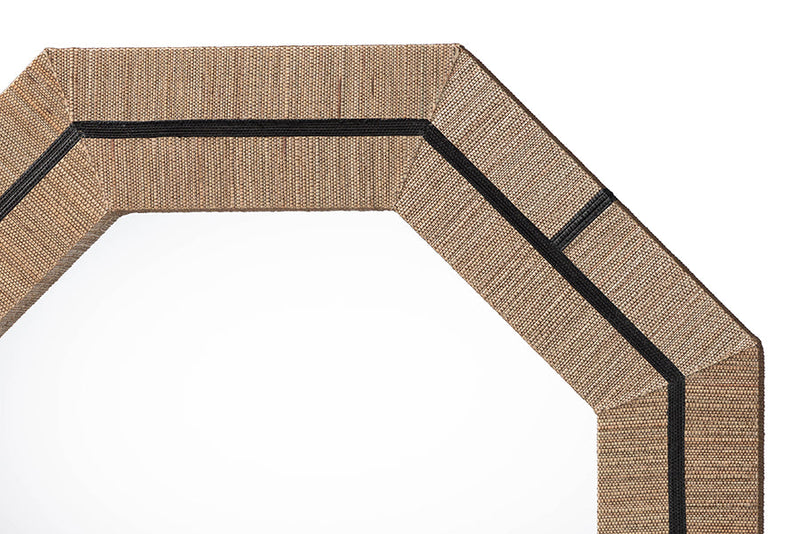 Nafaro Bohemian Woven Grasscloth Octagon Accent Mirror Baxton