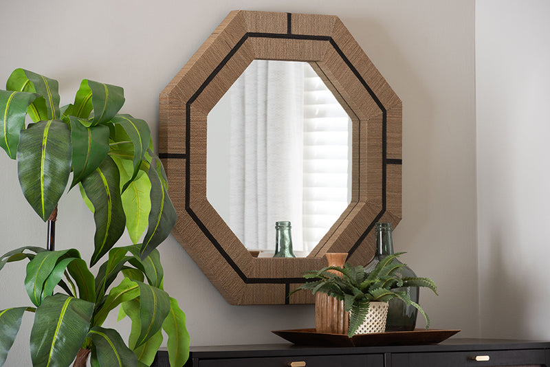 Nafaro Bohemian Woven Grasscloth Octagon Accent Mirror