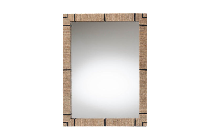 Nafaro Bohemian Woven Grasscloth Rectangle Accent Mirror Baxton