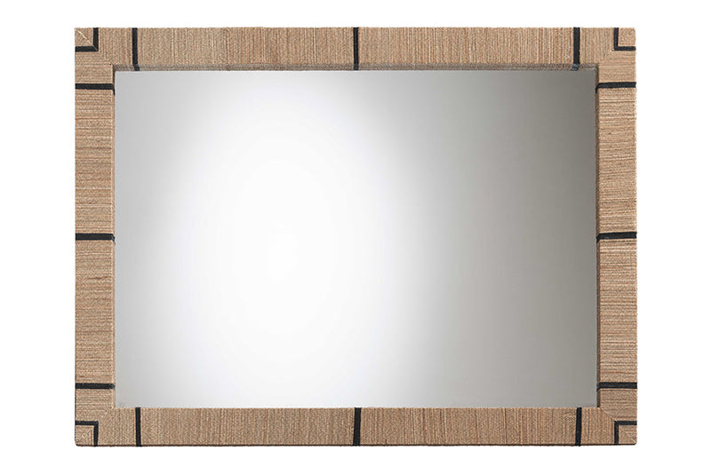 Nafaro Bohemian Woven Grasscloth Rectangle Accent Mirror Baxton