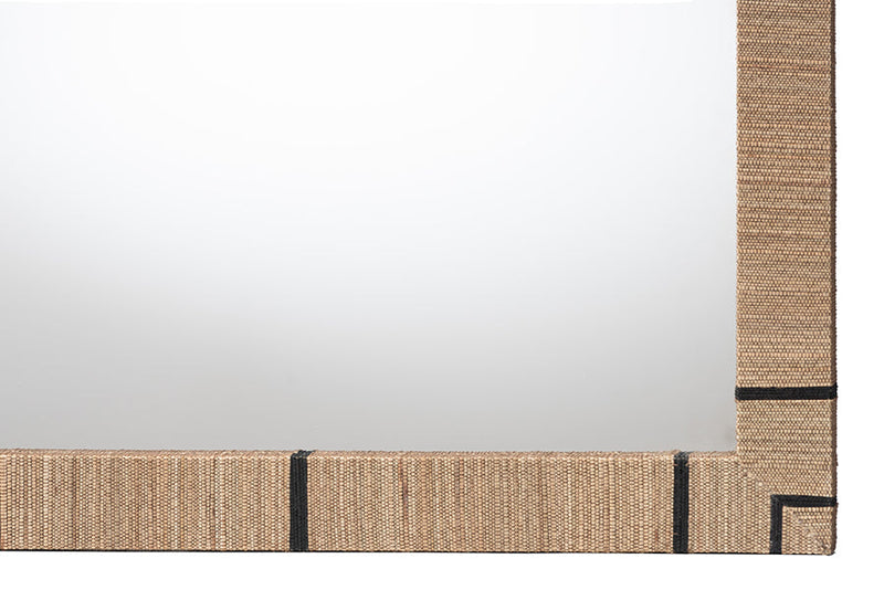 Nafaro Bohemian Woven Grasscloth Rectangle Accent Mirror Baxton