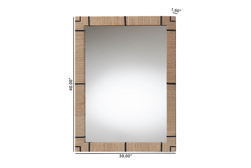 Nafaro Bohemian Woven Grasscloth Rectangle Accent Mirror Baxton