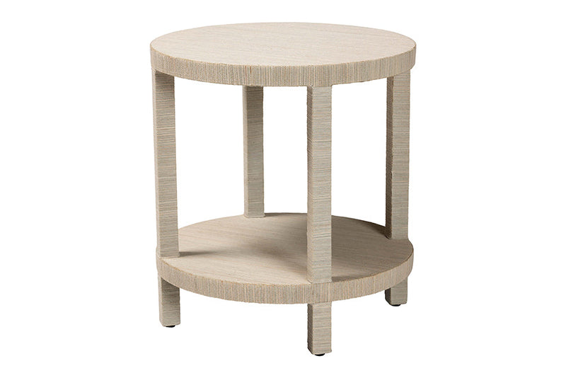 Milano Bohemian Woven Grasscloth End Table Baxton