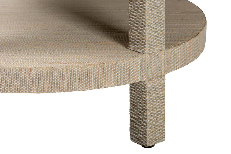 Milano Bohemian Woven Grasscloth End Table Baxton