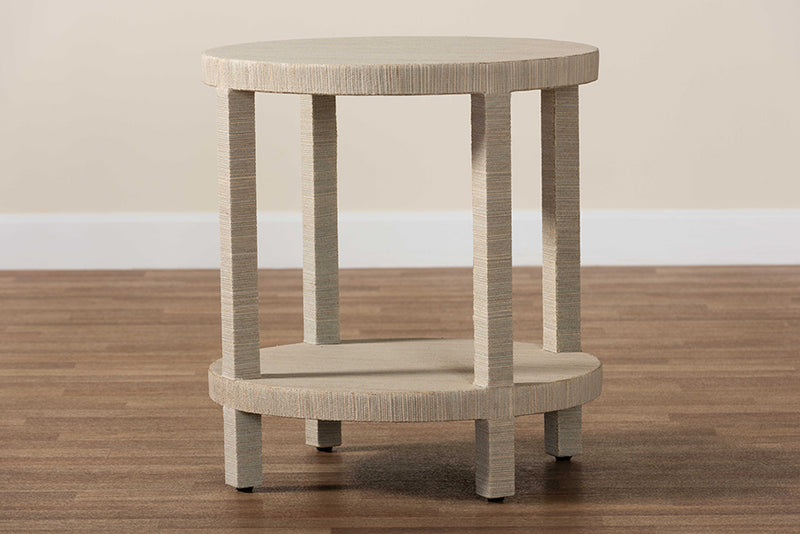 Milano Bohemian Woven Grasscloth End Table