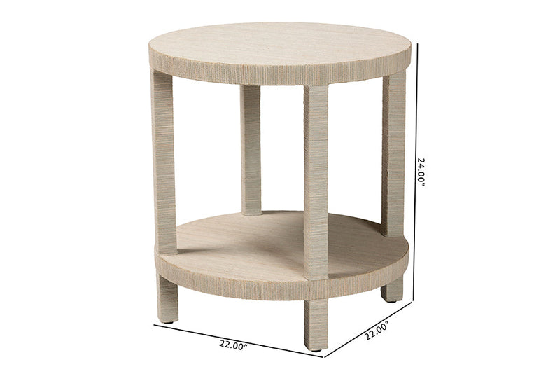 Milano Bohemian Woven Grasscloth End Table Baxton